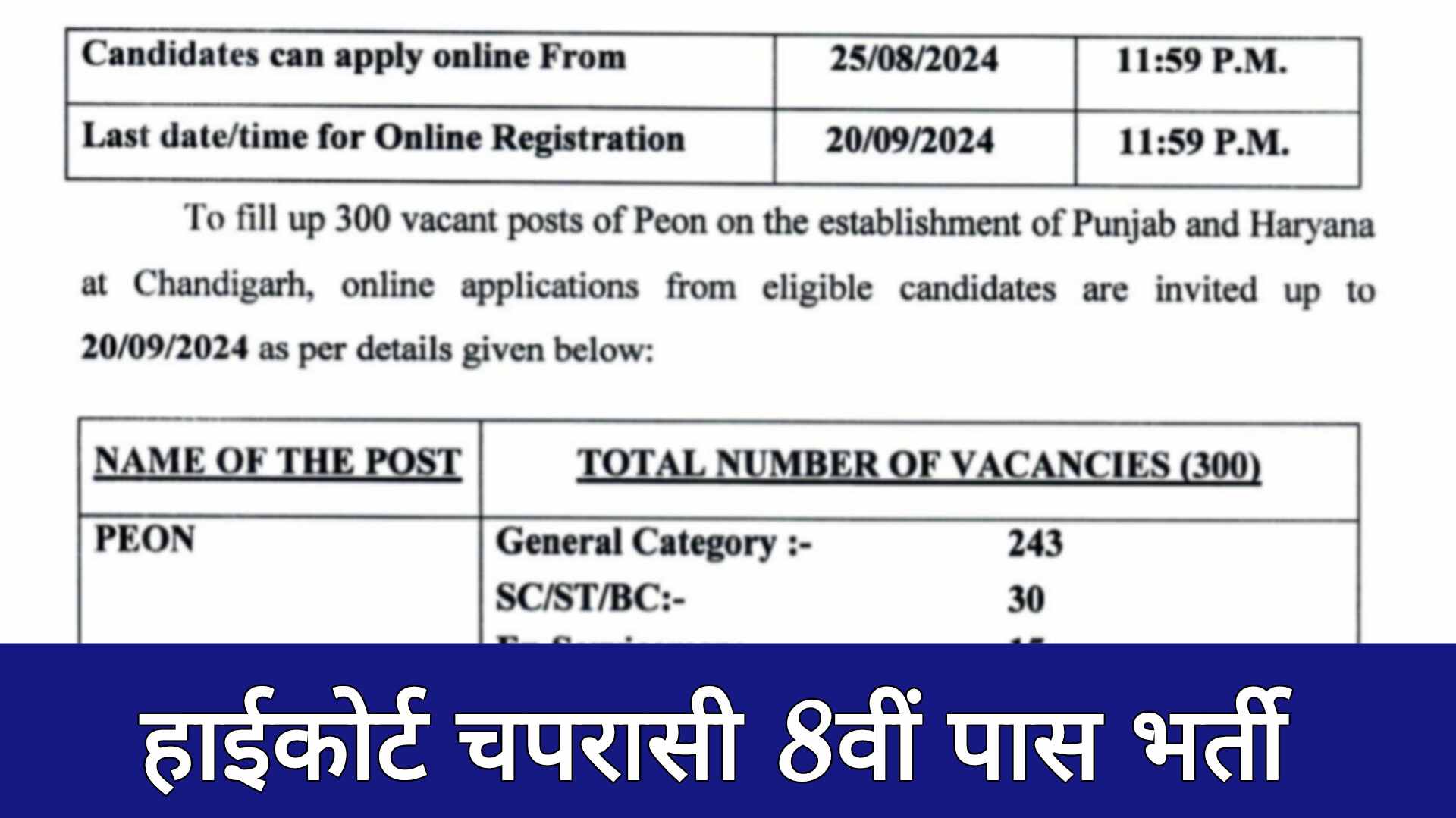 Highcourt Peon Vacancy