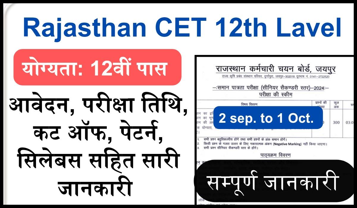 Rajasthan CET 12th Lavel Notification