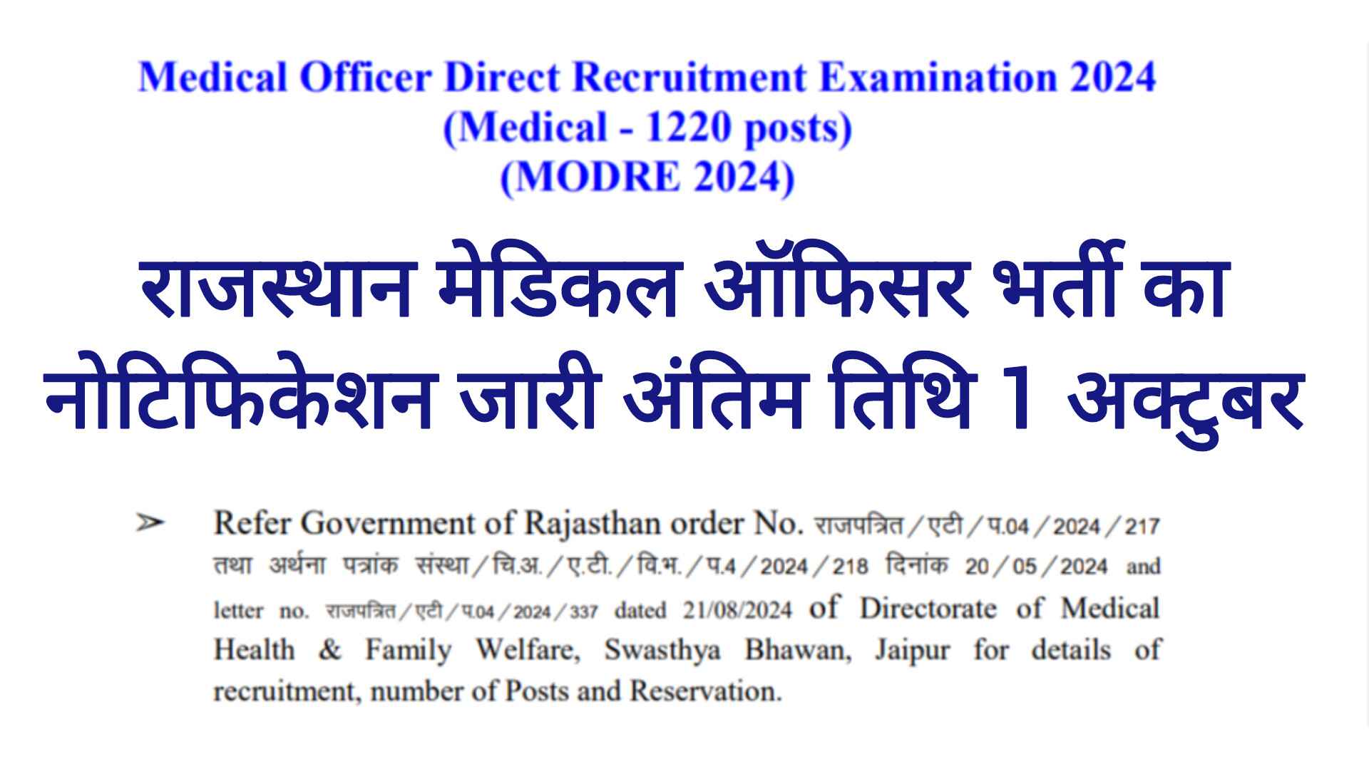 Rajasthan Medical Officer Recruitment