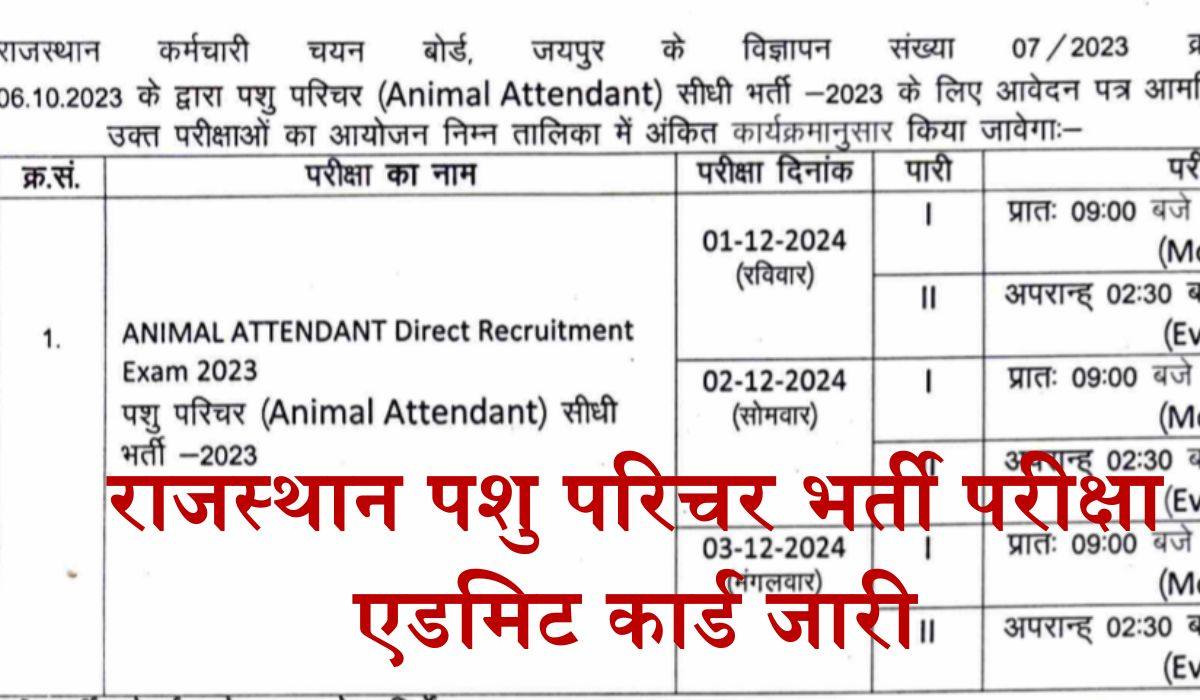 Animal Attendent Admit Card Release